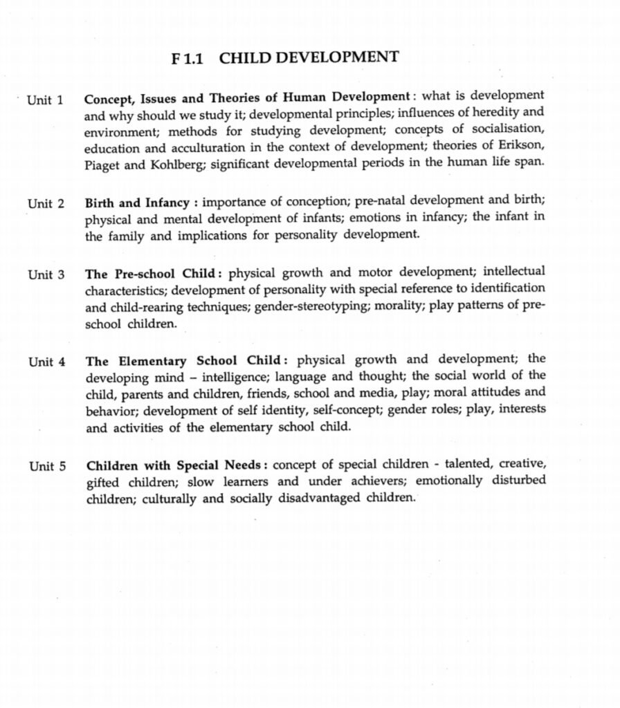B.EL.Ed First Year Syllabus Child Development