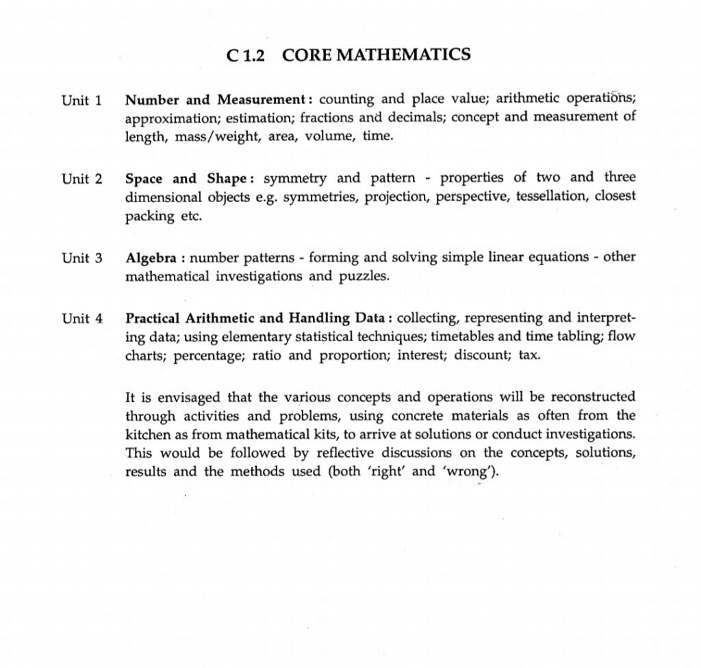 B.EL.Ed First Year Syllabus Core Mathematics