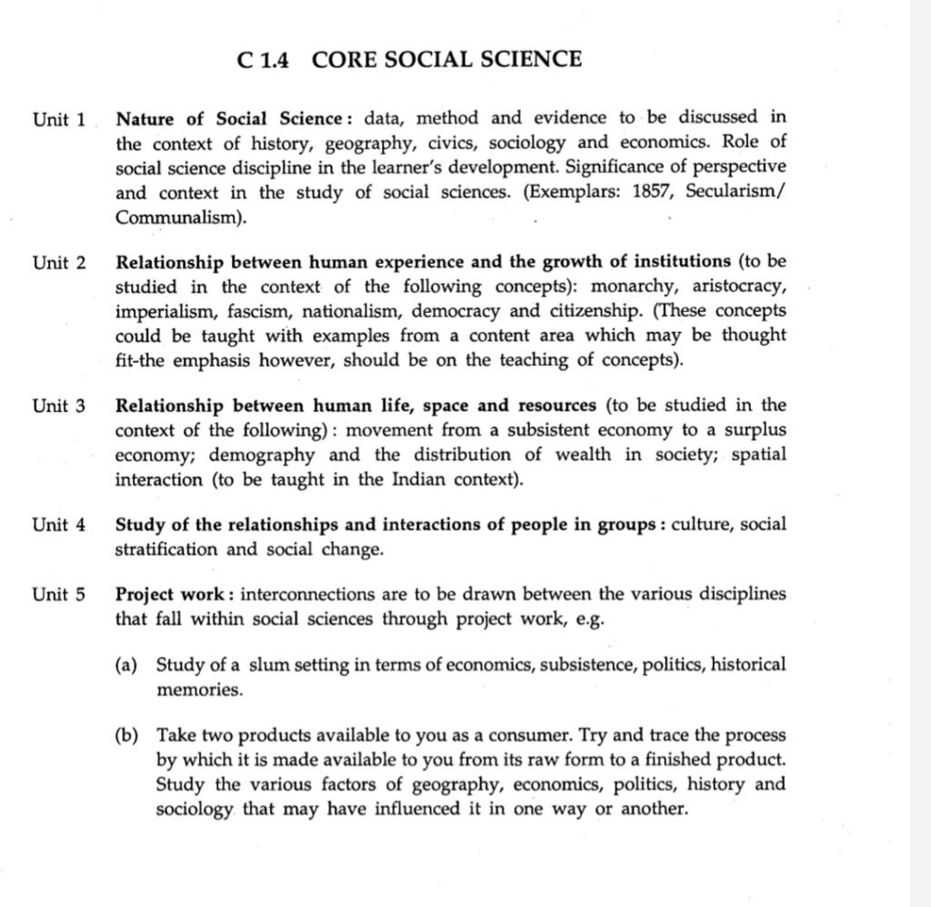 B.EL.Ed First Year Syllabus Core Social Science