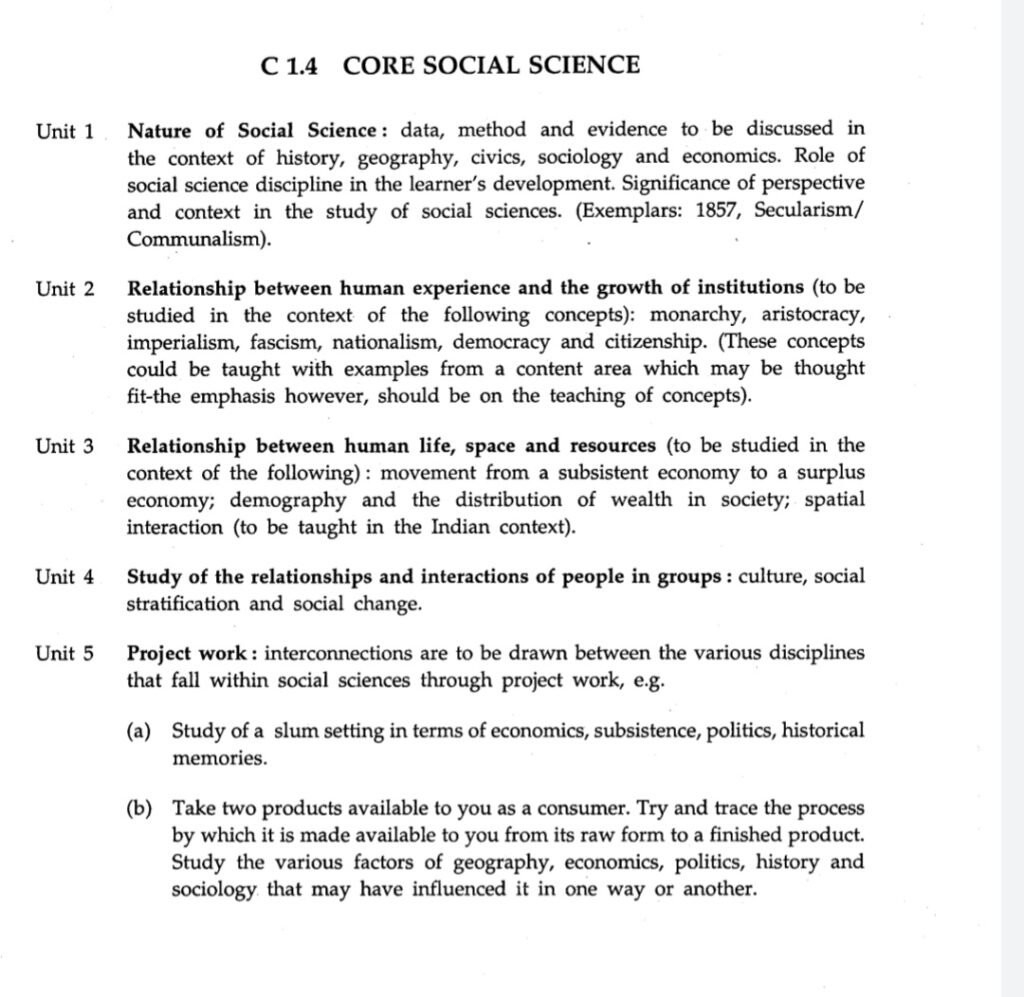 B.EL.Ed First Year Syllabus Core Social Science