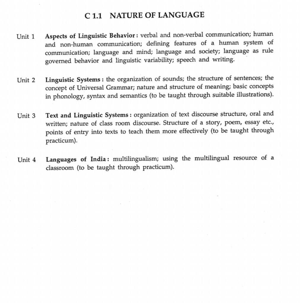 B.EL.Ed First Year Syllabus Nature of Language