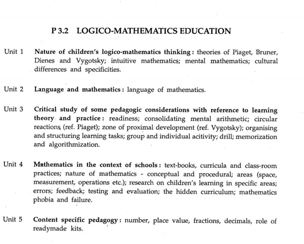 BELEd Third Year Syllabus Logico Mathematics Education