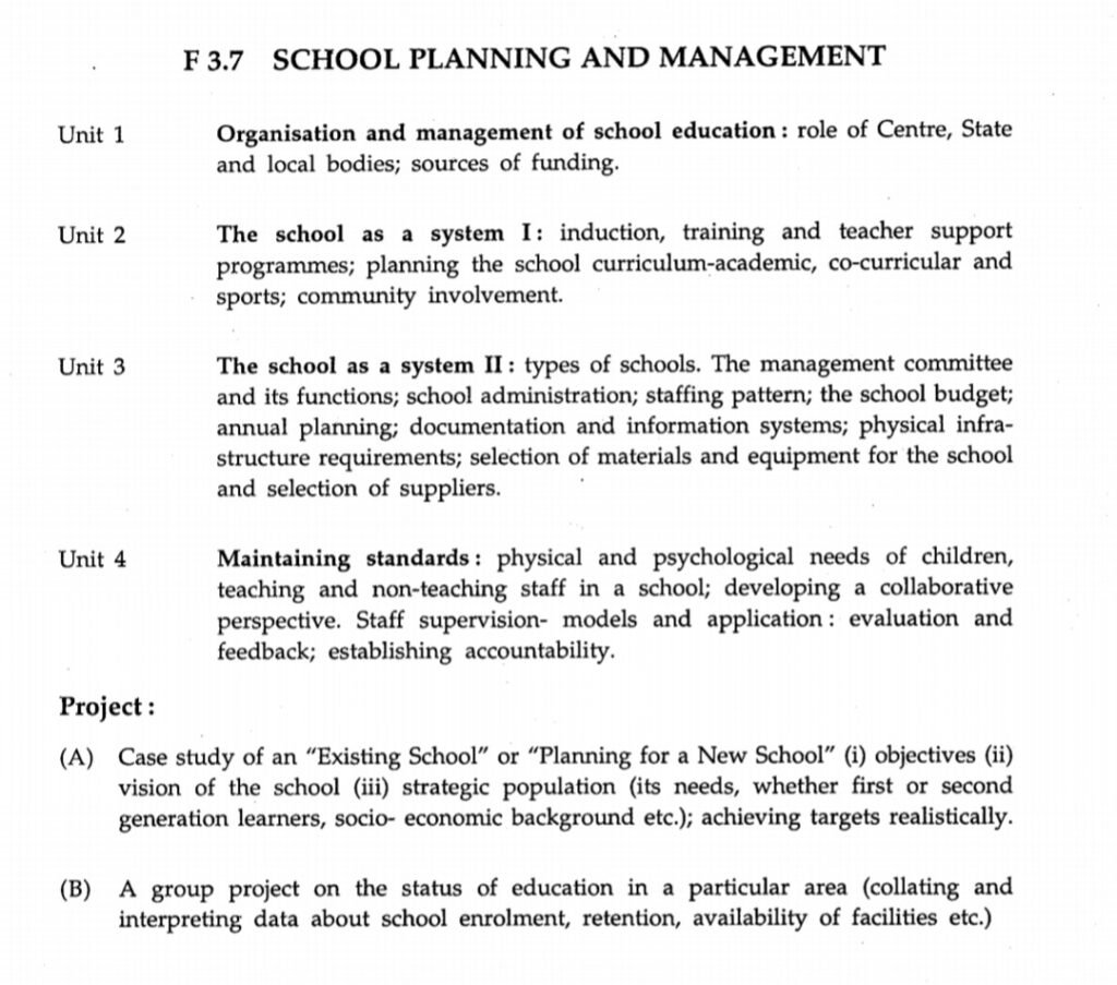BELEd Third Year Syllabus School Planning and Management